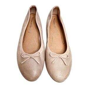 Tamaris Ballet Flats Perforated Leather Bow Accent Slip‎ On Shoes Size 9.5